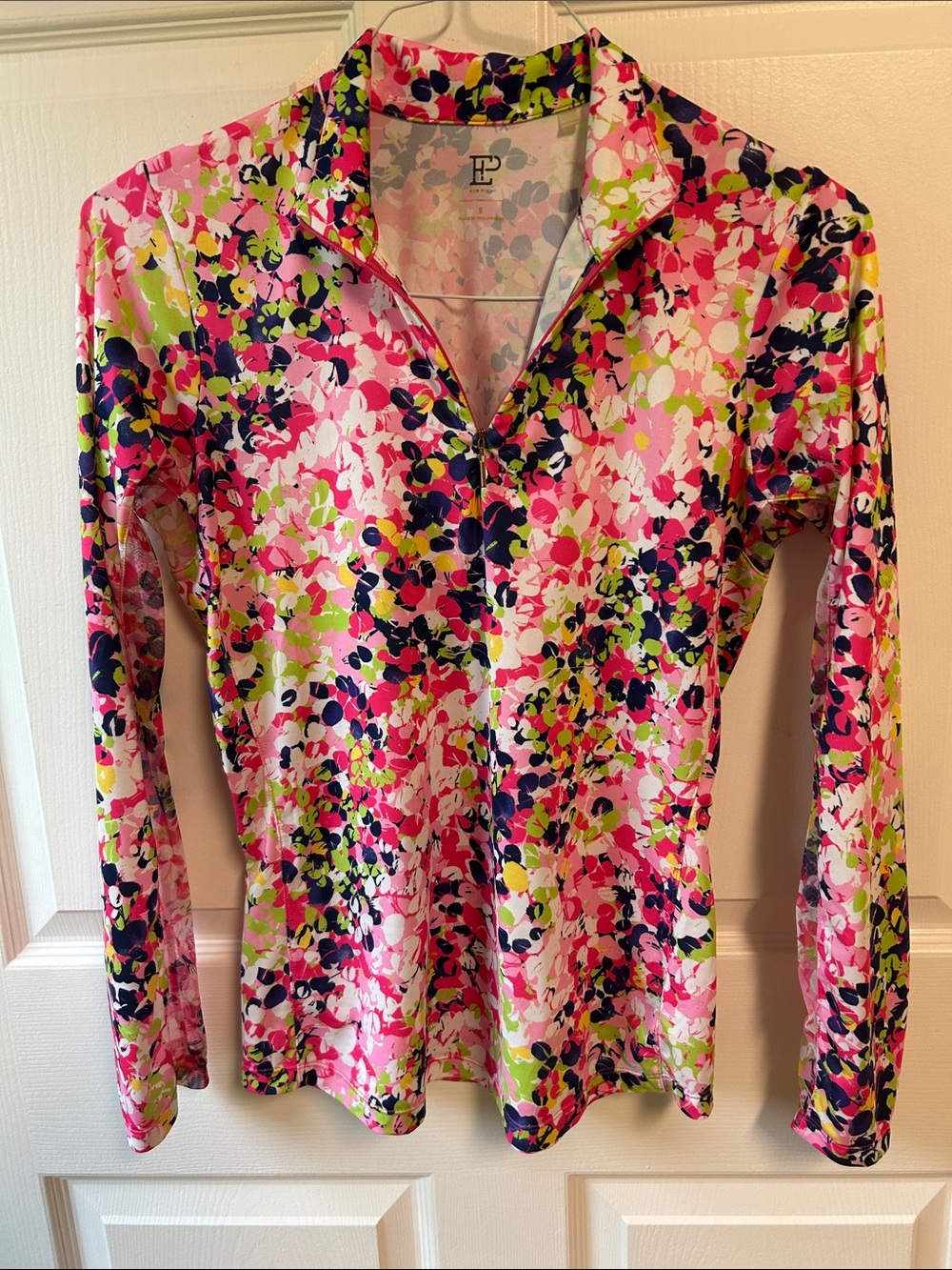 EP Pro Pink, Navy & Lime Floral Half-Zip Long Sleeve Top